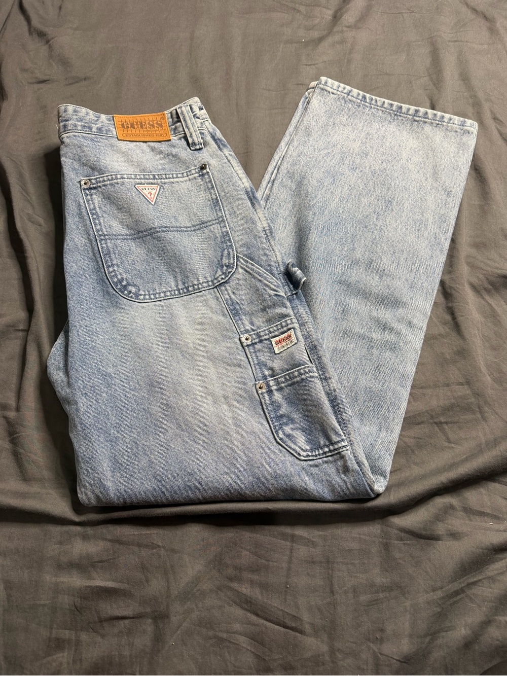 Guess Men's Light Blue Relaxed Carpenter Jeans